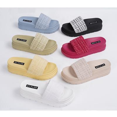 China Lightweight Plastic Cloth High Heel Slippers Women Summer Shoes Women Summer Outdoor Designer Sandals for sale