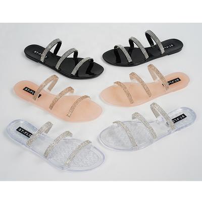 China Custom logo waterproof women freeze sandals crystal slippers wholesale bling transparent women to freeze shoes for sale