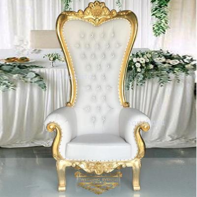 China Modern High Back Wood Frame Leather Seat Gold Newlyweds Single Throne Sofa for sale