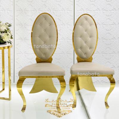 China Modern American Style Oval Stainless Steel Wedding Back Furniture Dining Chair for sale