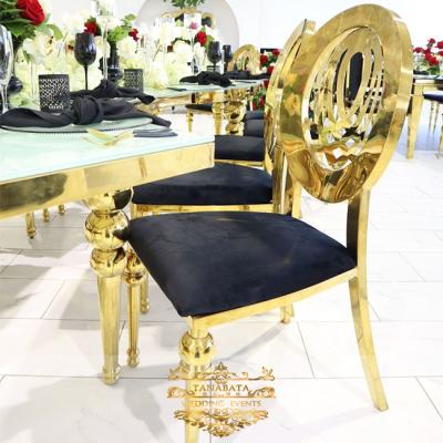 China (Other) Adjustable Stackable Round Hollow Back Mirror Stainless Steel Chairs Wedding for sale