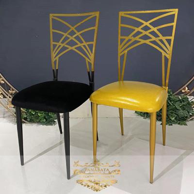 China Metal Rental Gold Cross Hotel Chair Event Iron Chameleon Wedding Back Chair for sale