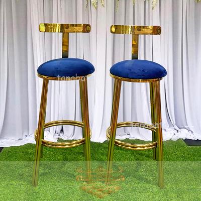 China Modern Luxury Gold Metal Bar Stool Stainless Steel Modern Furniture Bar Chair for sale