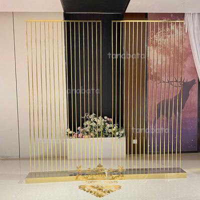 China Stainless Steel Furniture Flower Arch Decorations Durable Golden Wedding Backdrop for sale