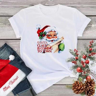 China 2019 New Design Christmas Short Sleeve Anti-Shrink Women's T-Shirt for sale