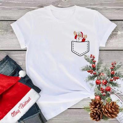 China 2019 Anti-Shrink New Design Merry Christmas Pocket Printing T-Shirt for sale