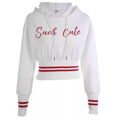 China Anti Shrink Letter Printed Hem Slim Waist Womens Hoodies Sale for sale