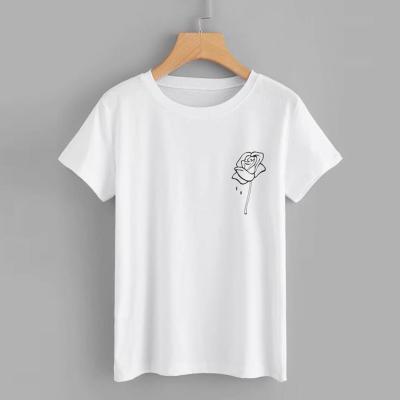 China Custom Logo Women's Anti-Shrink T-Shirt Printing White T Shirt For Women (Free Sample Supply For You Check The Quality) for sale