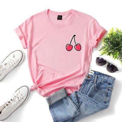 China Hot Selling Anti Shrink Left Chest Cherry Print T-Shirt for sale