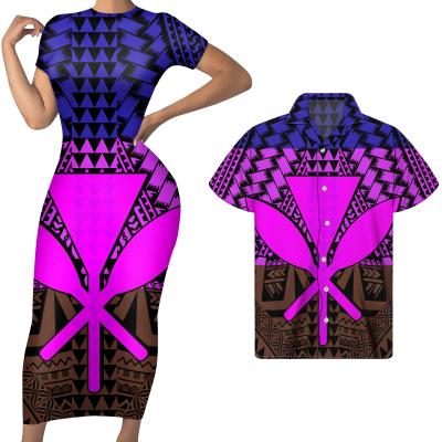 China 2021 Anti-Static Printed 2 Piece Couple Plus Size Women'S Dress Suit With Men'S Shirt for sale