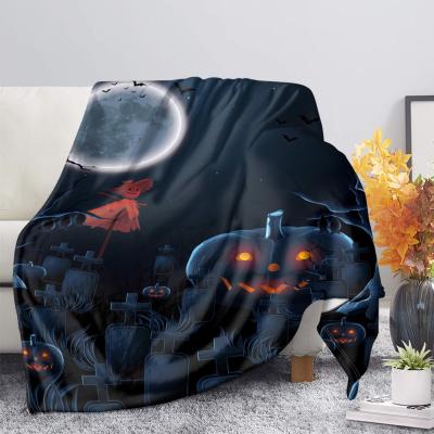 China New Design Halloween Graphic Printing Fleece Anti-Static Soft Blanket All Seasons Sleep Weighted Blanket Quik Dry Soft Sauna Blanket for sale