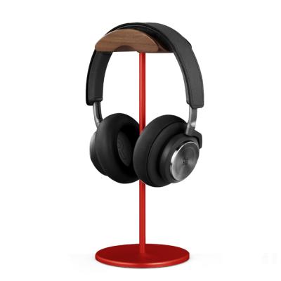 China Black Lightweight Acrylic Walnut Headphone Stand Wooden Table Top Aluminum Alloy Earphone Stand Gaming Earphone Stand for sale