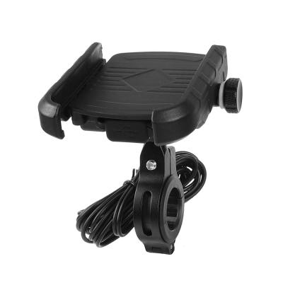 China Motorcycle 360 ​​Rotating Phone Mount Bicycle Aluminum Handlebar Mobile Stand For Bike With Charger for sale