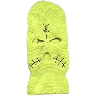 China 100% Cotton Ski Mask 3 Hole Balaclava Knitting Cap Green Hat CS Bandit Mask for sale