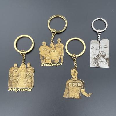 China Metal Qiuhan ODM llaveros llaveros Stainless Steel Vacuum Plating Image Key Ring Custom Name Photo Keychain for sale