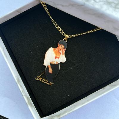 China Europe and America Qiuhan Dropshipping Stainless Steel Necklace Gold Plated Women Custom Photo Necklace for sale