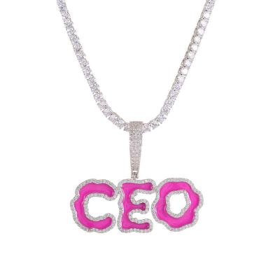 China 2021 New TRENDY Custom Letter Color Enamel Necklace Christmas and Valentine's Day Gifts for sale