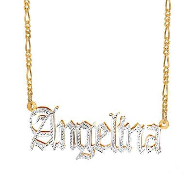 China Hiphop 925 Silver Plated Double Gold Necklace Anniversary Wedding Party For You Friends Personalized 3d Name Necklace for sale