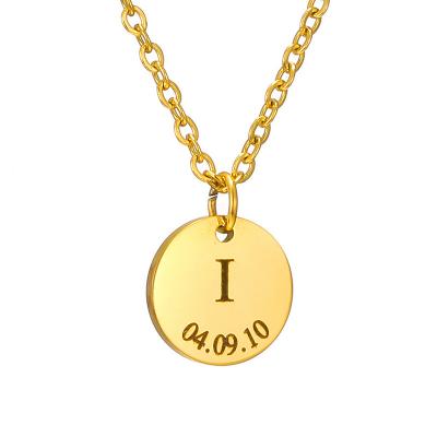 China TRENDY Mothers Day Gift Delicate Initial Disc Necklace Coin Graduation Gift For Her Amazon Handmade 2021 Gift Personalized Initial for sale