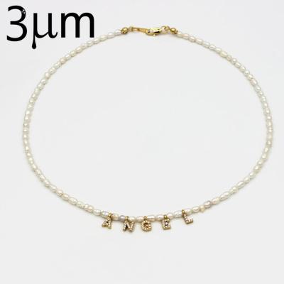 China 2021 Fashion Baroque Freshwater Zircon Freshwater Name Charm Letter Necklace Custom Made Girl's Necklace For Gift for sale