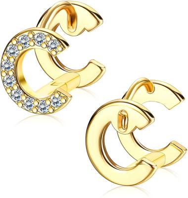 China New FASHIONABLE Gold Z Alphabet Stud Earrings Stud Initial A Earrings For Women Jewelry Gift Silver Plated Copper Letters Custom Earrings for sale