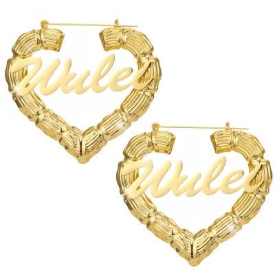 China OEM FASHIONABLE Sexy Bamboo Circle Qiuhan Stud Qiuhan Custom Bamboo Earrings Hiphop Personalized Name Earrings for sale