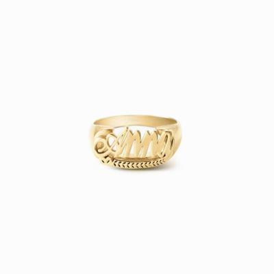 China Hiphop Drop Shipping Hiphop Scarf Letters Ring Gold Finger Name Ring Jewelry For Unisex Custom Name Ring for sale