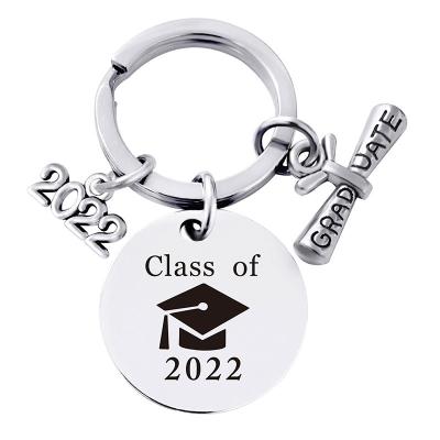 China 2022 Affection Qiuhan Graduate New Senior Key Chain Lettering Pendant For Graduation Gift Stainless Steel Keychain for sale