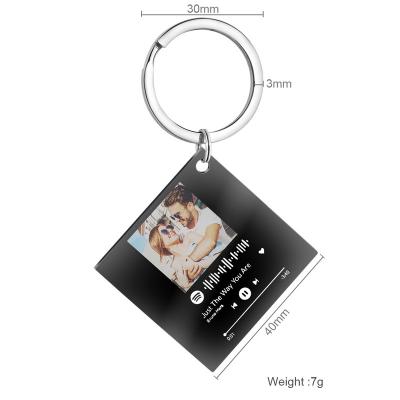 China Custom Customizable Printed Scannable Acrylic Key Chain Qiuhan OEM Key Chain Code Plate View Keychain Music Keyring for sale