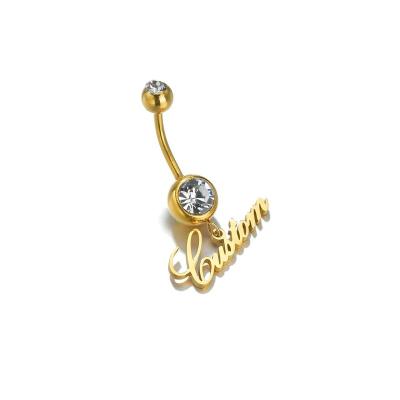 China Custom Hiphop Belly Button Rings Letter Custom Personalized Surgical Belly Rings Stainless Steel Navel Piercings Body Jewelry For Wome for sale