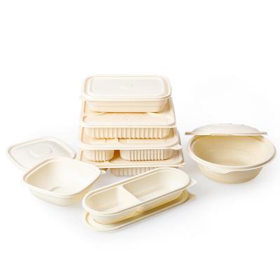 China Disposable Thickened Cornstarch Food Bowls Eco Friendly Bowls With Lids Disposable Biodegradable Food Container for sale