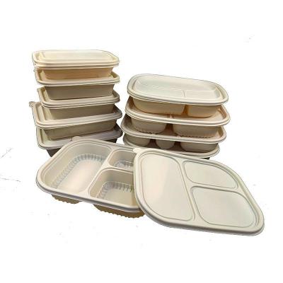 China Bento Box With Dividers 4 Compartments Heatable Biodegradable Cornstarch Lunch Box Disposable Bowl With Lid for sale