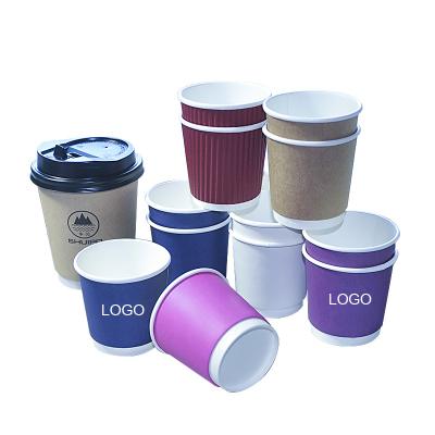 China Disposable Cup Mini Disposable Color Corrugated Cups 100ml 4oz Coffee Kraft Paper Anti-scald Water Cup Custom Logo for sale