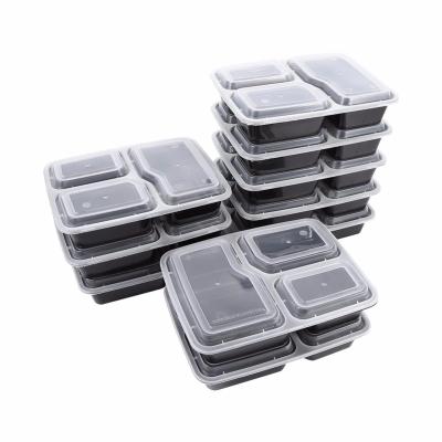 China Bento Box Meal Storage Food Prep Lunch Box 3 Compartment Heatable Plastic Disposable Microwavable Containers Home Lunch Box for sale