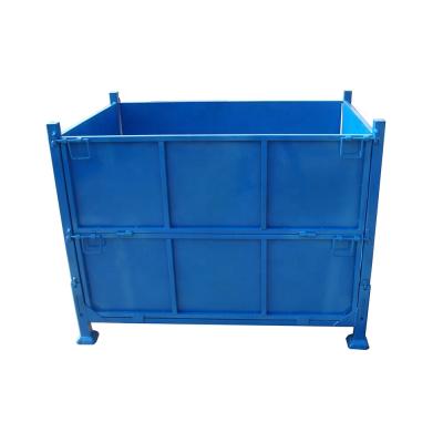 China High quality Q235 stackable and foldable steel storage box, metal folding steel pallet box for sale