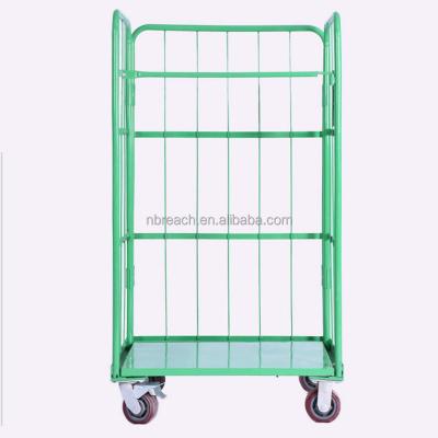 China Foldable Collapsible Metal Warehouse Cage Logistic Cart Galvanized Pipe Cart for sale