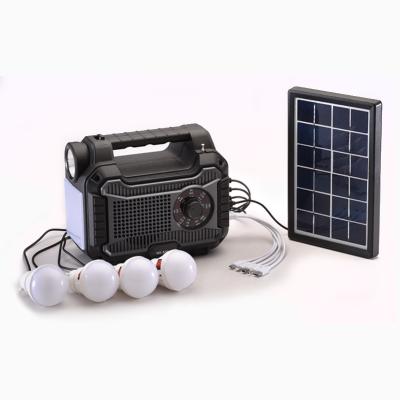 China OEM USB LED Solar Torch/LED Solar Light Bulbs Home Power Bank Generator Outdoor Panel Power Portable Kit with BT Speaker AM FM Switch Radio for sale