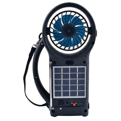 China LED Light Fan Solar Powered USB BT System Portable Ignition Electric Speaker/Solar Powered FM Radio Speaker Solar Cell Portable Fan Solar Panel for sale