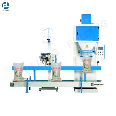 China Bag packing machine 5-50kg granule grain rice sugar bean bag bulk packing machine with conveyor and sewing machine for sale