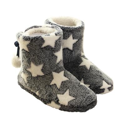 China Bedroom Light Warm Custom Snow Winter Ankle Slippers Plush Indoor Boots For Ladies for sale