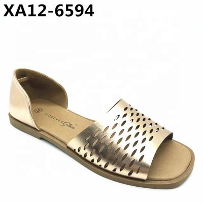 China Fashion Lightweight Open Toe Women Sandal Shoes Flat Heels In Sale Brown Color for sale