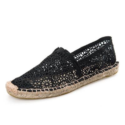 China Hemp Causal Sneakers Summer Woman Fashion Trend Lace Canvas Flat Shoes For Women for sale