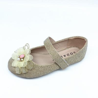 China Girl flat shoes EVERGREEN lady new designs around gold shoes pu material gretel kids shoes for sale