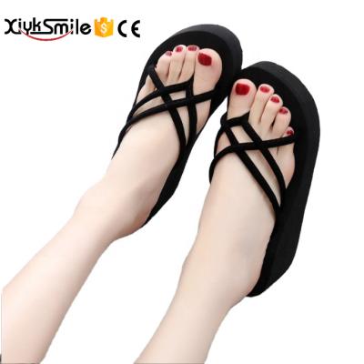 China CUSHIONING low price summer hot sale wholesale slippers simple and soft can be worn outside beach shoes flip flops ladies for sale