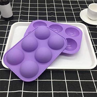 China RTS Ningbo Disposable Pudding Baking Non-Stick 6 Holes Round Semicircle Half Sphere Hemisphere Dome Silicone Cake Mousse Mold for Candy for sale