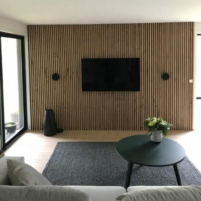 China Sound Absorption Modern Decorative Board Pet And Wood Veneer Acoustic Panel For Interor Wall And Ceiling for sale