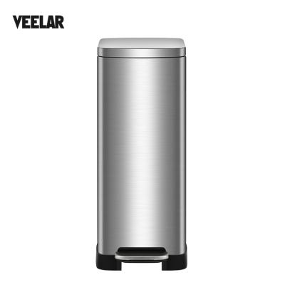 China Modern Household Items 410 Stainless Steel Pedal Stocked 20L Trash Can With Cover Slowly And Quietly Closing Trash Can for sale