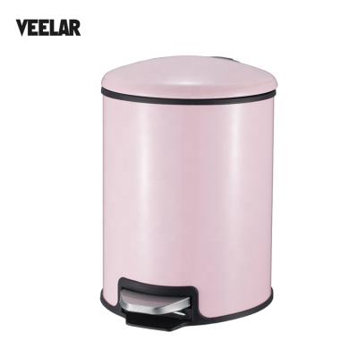 China 5L Stainless Steel Pedal Stocked Trash Can With Storage Box Interior Home Bucket Custom Color for sale