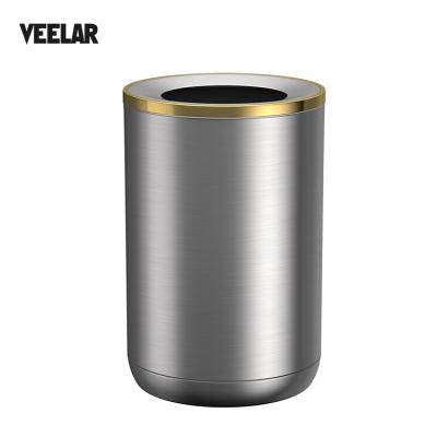 China Sustainable 6L Iron And Steel Gold Trash Can Rubbish Bin Garbage Bin Bucket Kitchen Cooking Hotel for sale