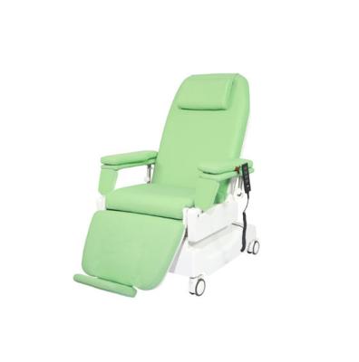 China Modern Hot Selling Green Iron Jet Hospital Simple Blood Donation Electric Fixed Height Type Clinic Material Simple Chair for sale